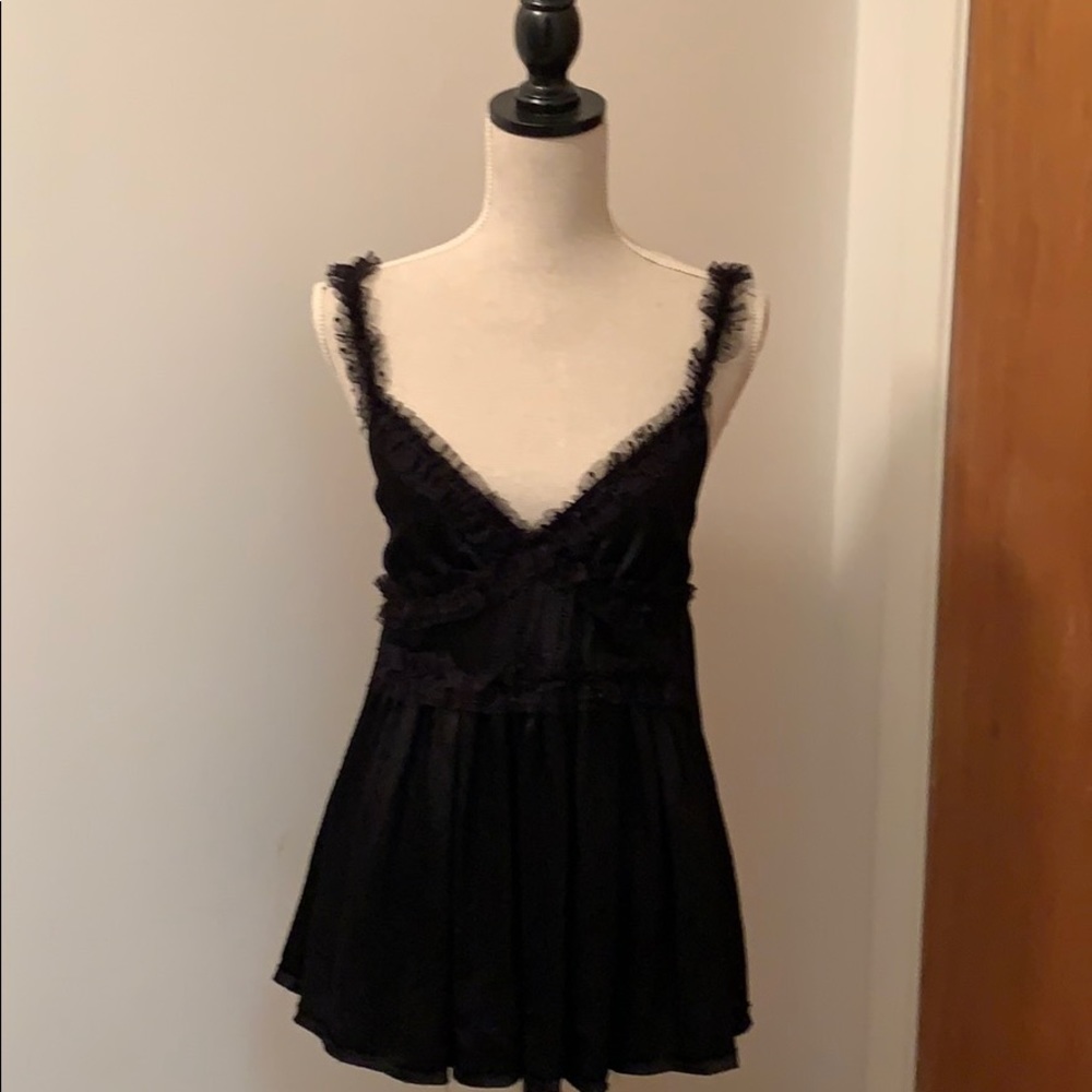 Poleci Textured Silk and Tulle Tank
